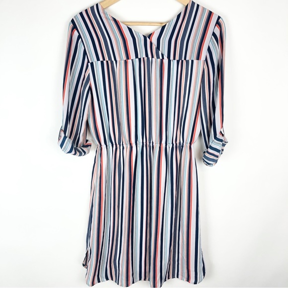 DR2 Long Sleeve Button Down Vertical Striped Dress - Picture 3 of 11